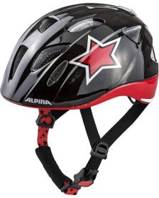 Laste rattakiiver Alpina Ximo Flash, black-red-white star, 45-49cm LED